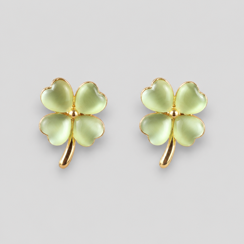 Aesthetic Cat Eye Stone Petal Flower Earrings