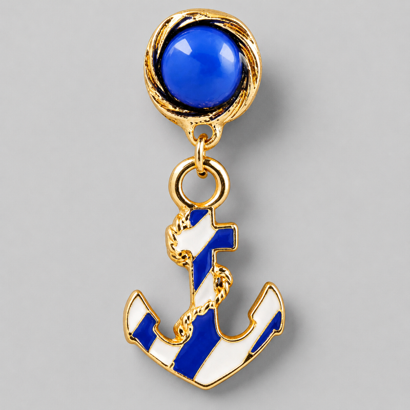 Textured Stone Geometric Ship Anchor Shape Earrings