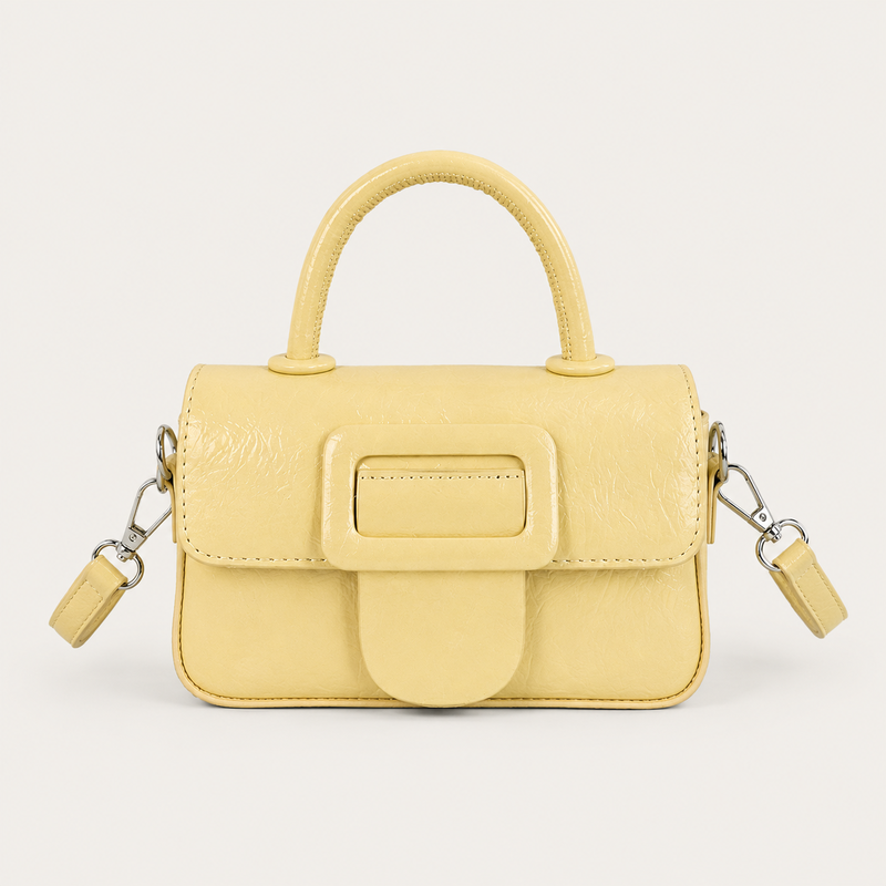 Faux Patent Leather Satchel Bag