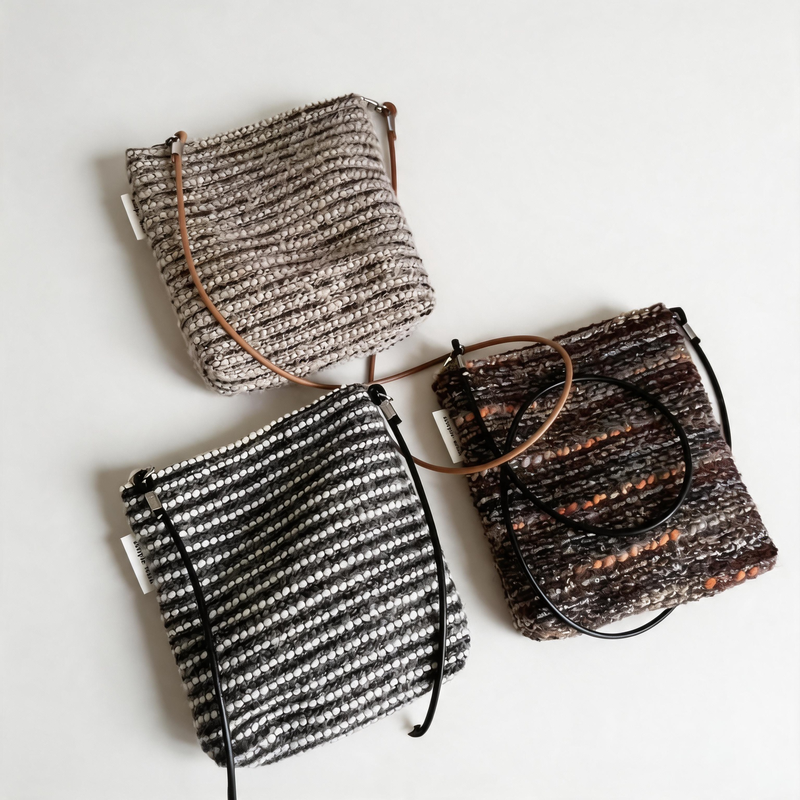 Minimalist Vintage Striped Woolen Crossbody Pouch