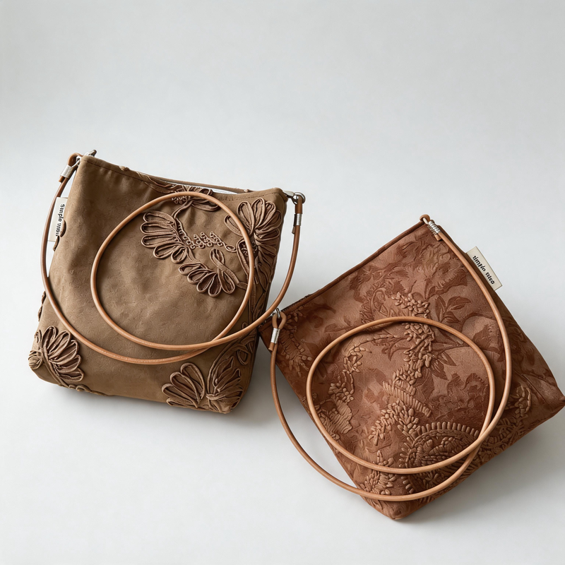Vintage Floral Embossed Faux Suede Mini Crossbody Bag