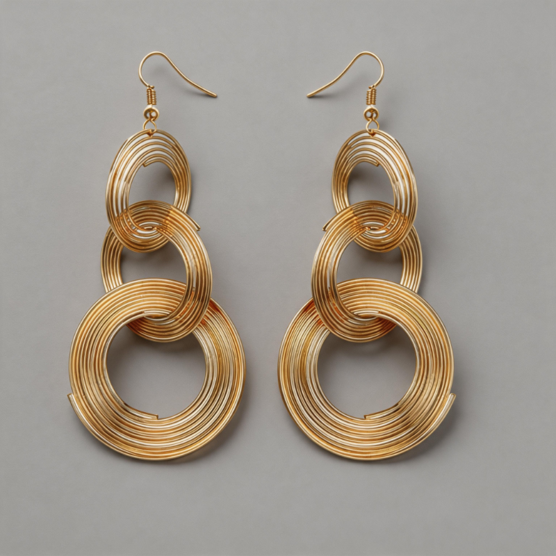 Retro-inspired Geometric Multi-layer Metal Circles Retro Earrings