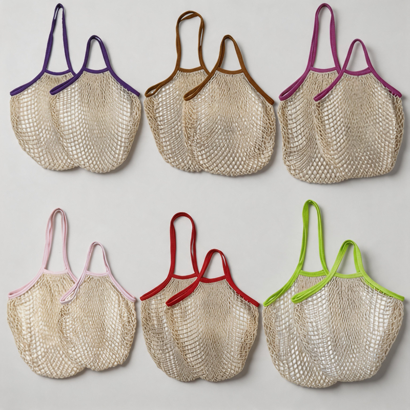 Color Block Cotton Hollow-out Mesh Hobo Shoulder Bag