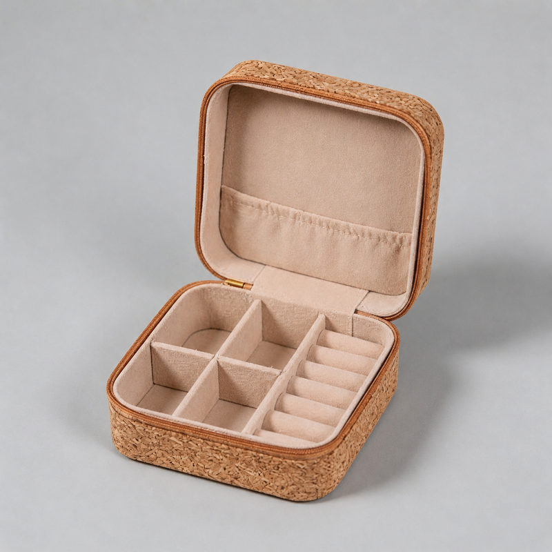 Durable Cork-Textured Jewelry Box