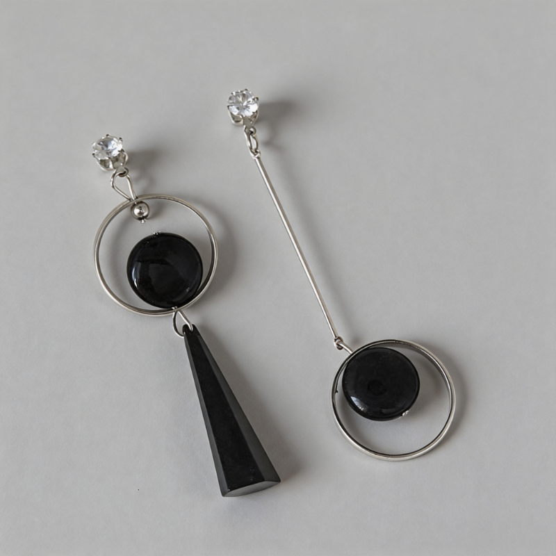Lightweight Stone Long Pendant Geometric Circles Earrings