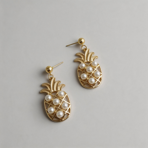 Aesthetic Geometric Small Fruit Pineapple Coconut Earrings