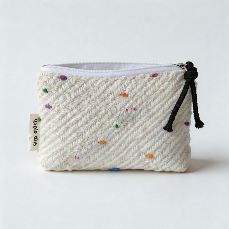 Speckled Woolen Zipper Coin Purse