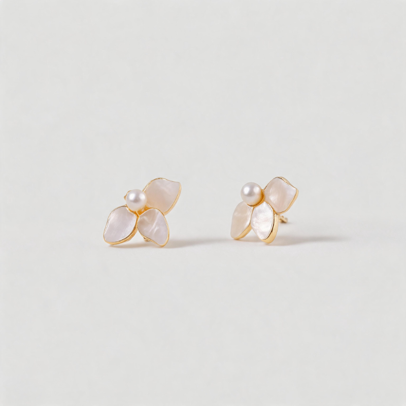 Boho Flower Petal Shape Pearl Tassel Earrings