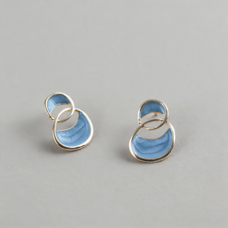 Matte Geometric French Blue Light Luxury Earrings