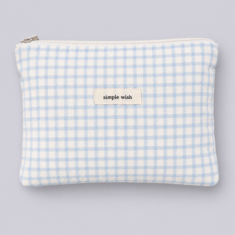 Ocean Blue Floral Printed Cotton Makeup Bag