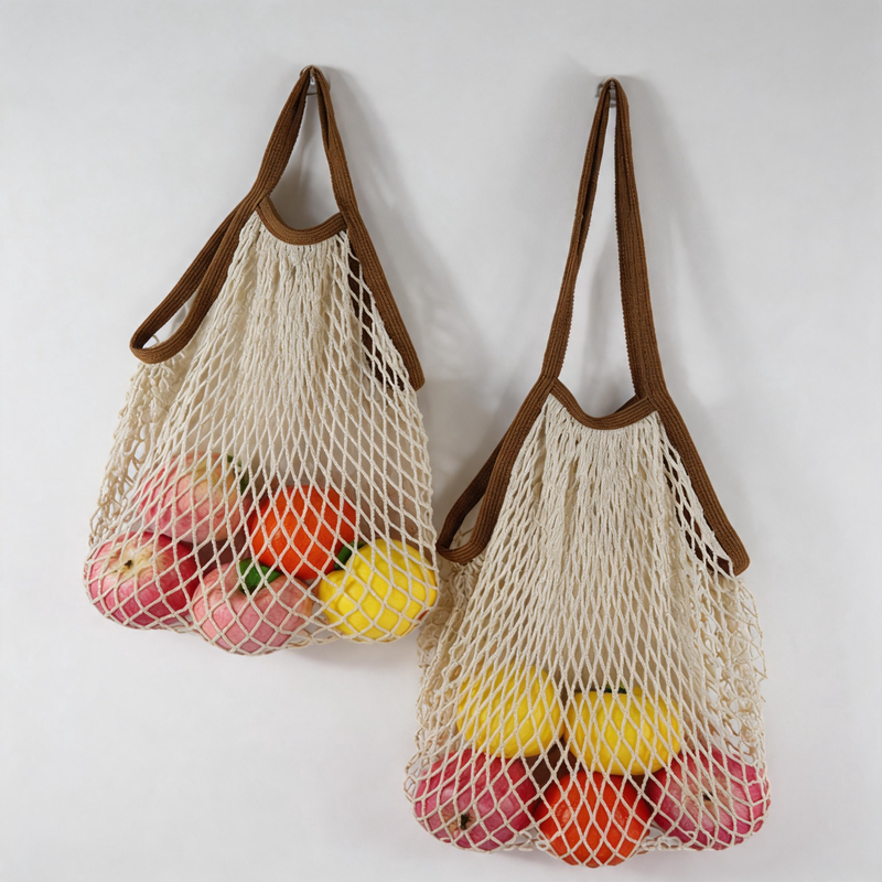 Color Block Cotton Hollow-out Mesh Hobo Shoulder Bag