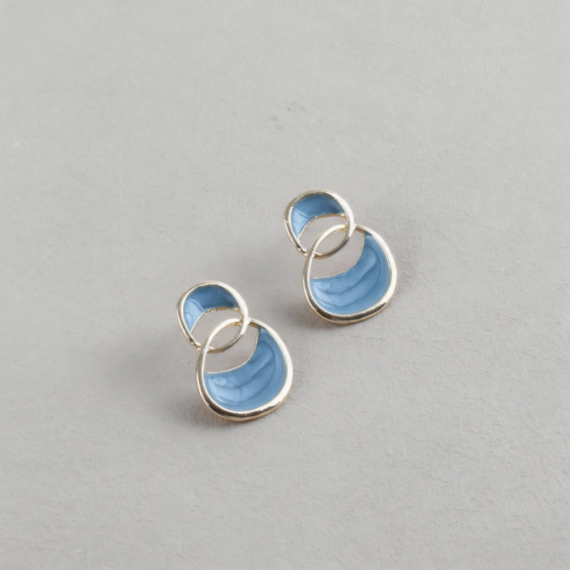 Matte Geometric French Blue Light Luxury Earrings