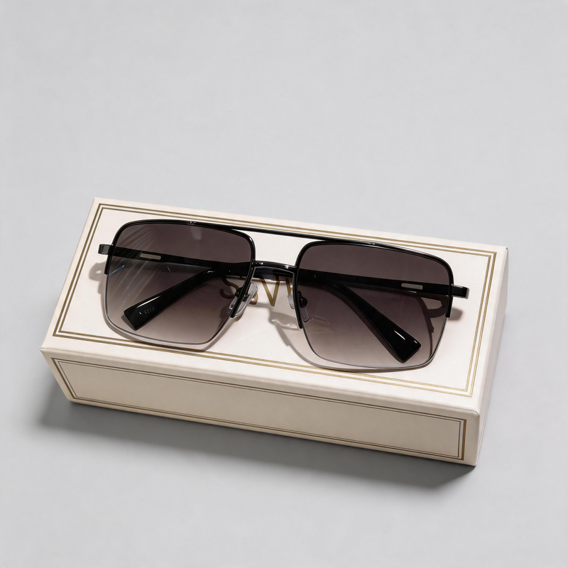 Men’s Half-Rim Square Driving Fashion Sunglasses