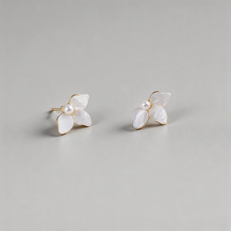 Boho Flower Petal Shape Pearl Tassel Earrings