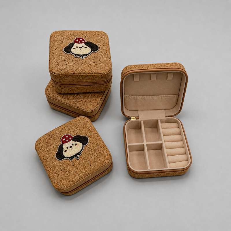 Durable Cork-Textured Jewelry Box