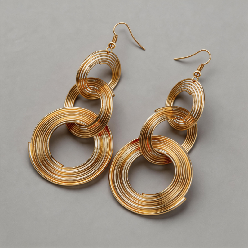 Retro-inspired Geometric Multi-layer Metal Circles Retro Earrings