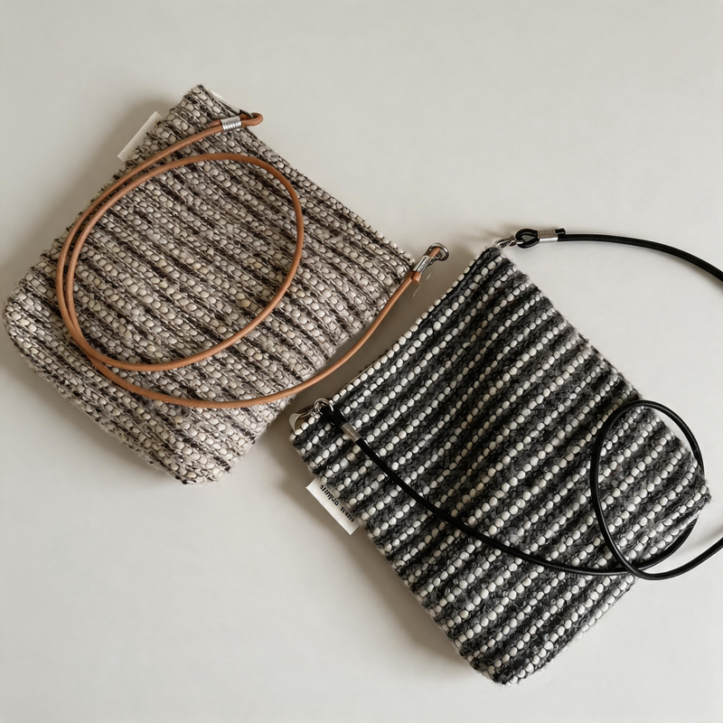 Minimalist Vintage Striped Woolen Crossbody Pouch
