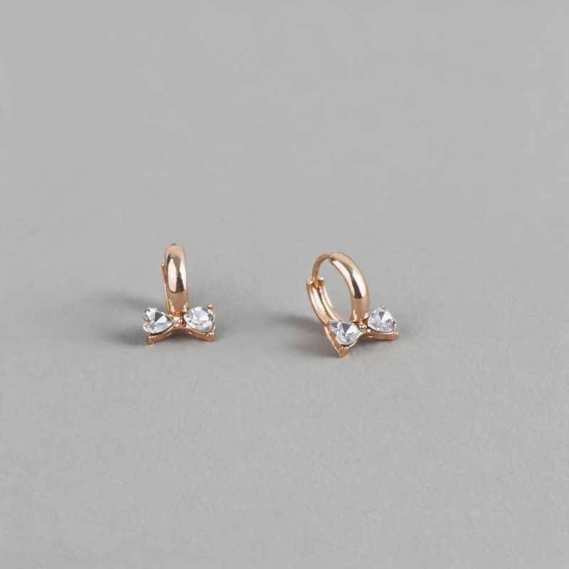 Minimalist Geometric Bow Knot Zircon Inlay Earrings