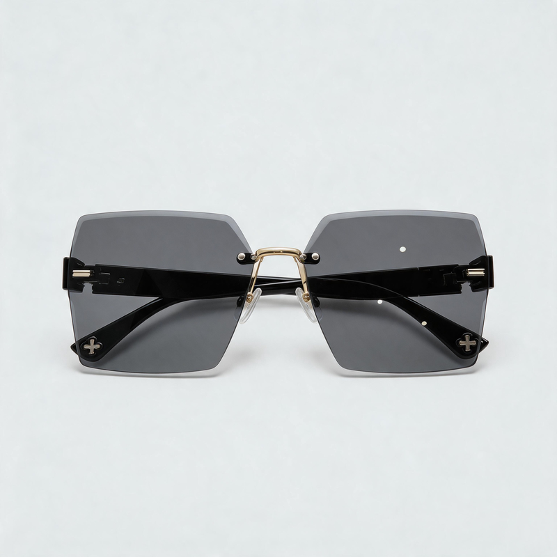 Rimless Square Cut Edge Trendy Women’s Fashion Sunglasses