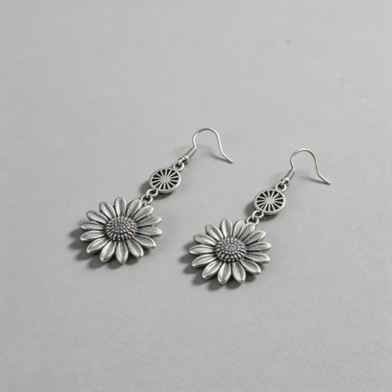 Boho Geometric Sunflower Shape Pendant Style Earrings