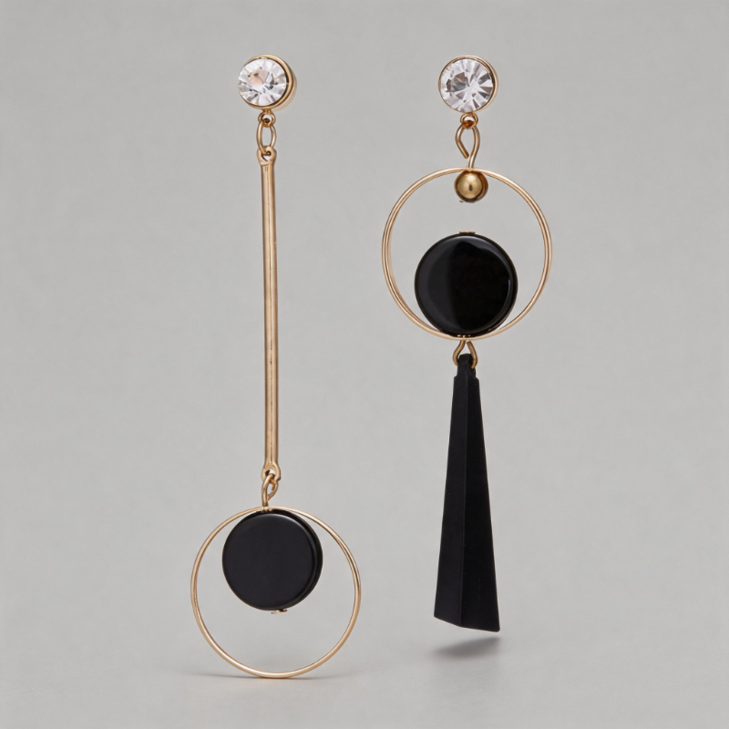 Lightweight Stone Long Pendant Geometric Circles Earrings