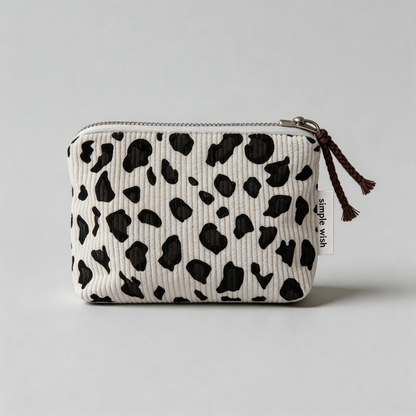 Retro Leopard Print Corduroy Zipper Mini Coin Purse