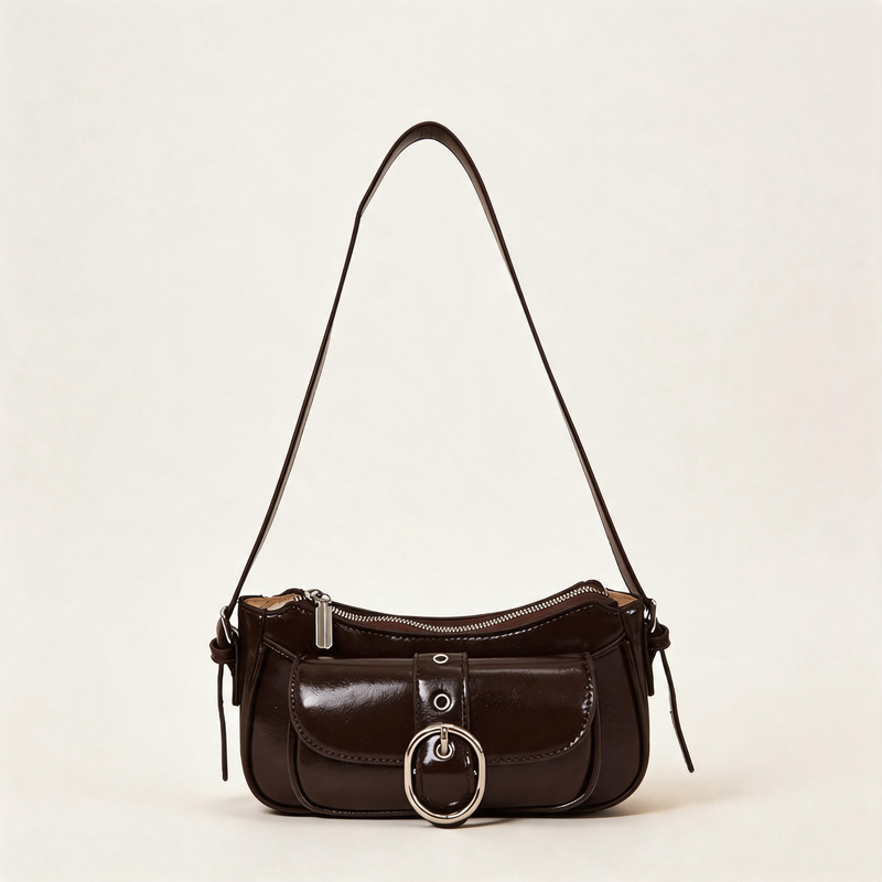 Faux Patent Leather Shoulder Bag