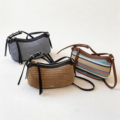 Faux Straw Shoulder Bag