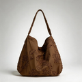 Vintage Floral Embroidered Large Capacity Crossbody Tote Bag
