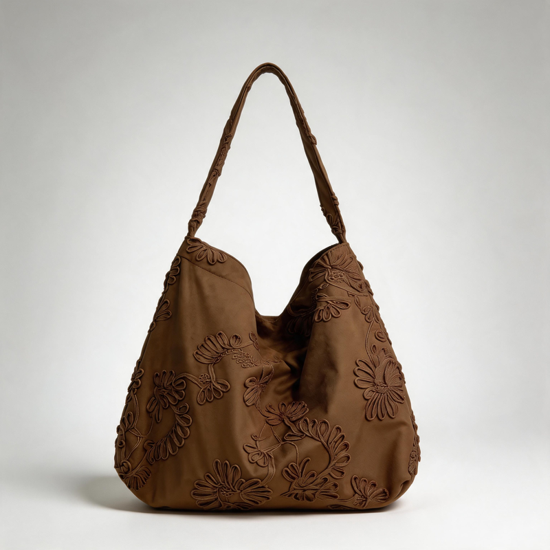 Vintage Floral Embroidered Large Capacity Crossbody Tote Bag