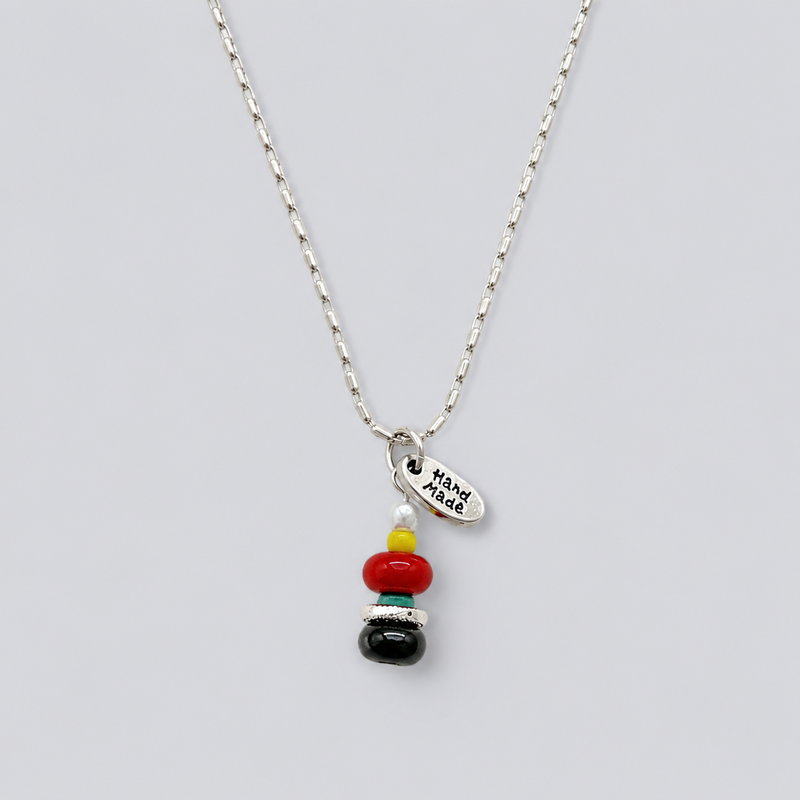 Retro-inspired Stone Geometric Beaded Retro Tower Necklace