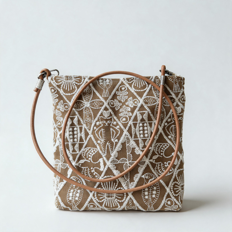 Vintage Embroidered Canvas Crossbody Pouch