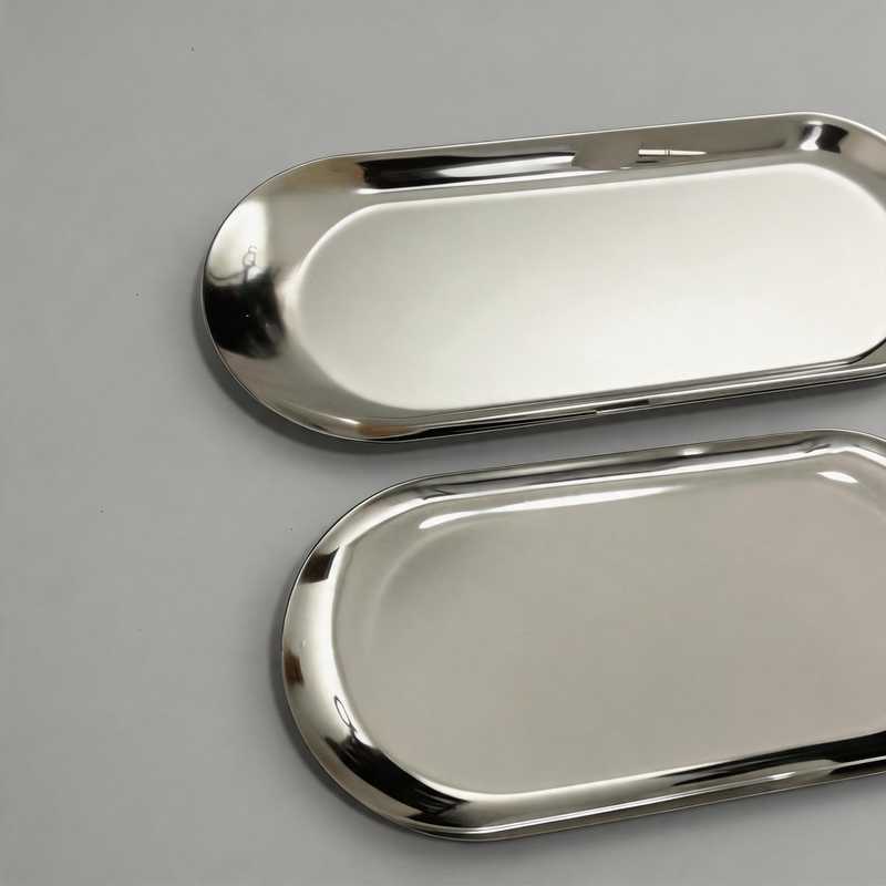 Polished Stainless Steel Oval Silhouette Storage Tray