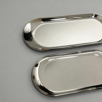 Polished Stainless Steel Oval Silhouette Storage Tray