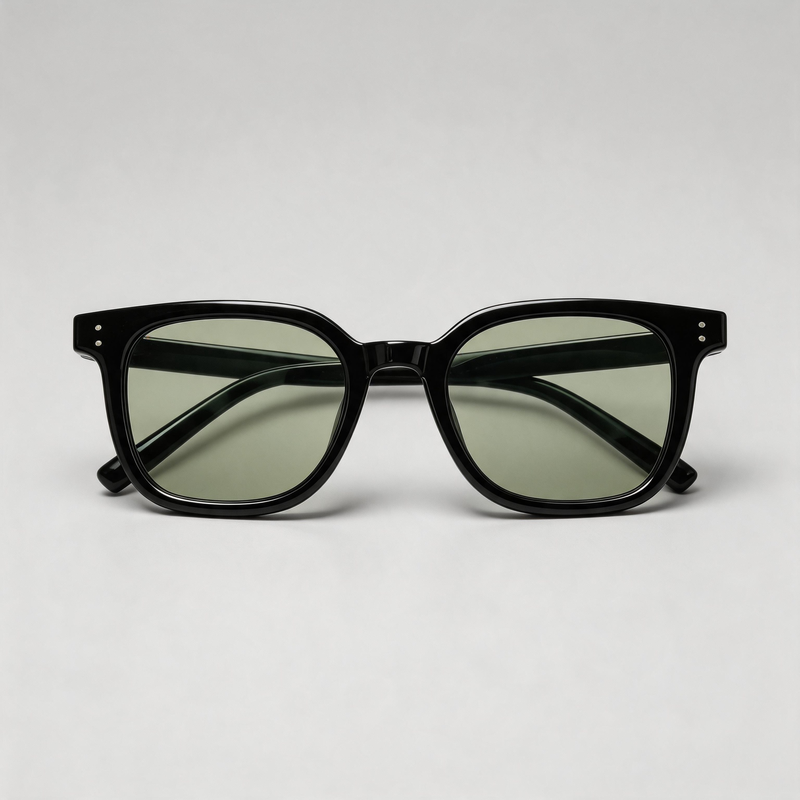 Black Frame Tea Tint Square Fashion Sunglasses