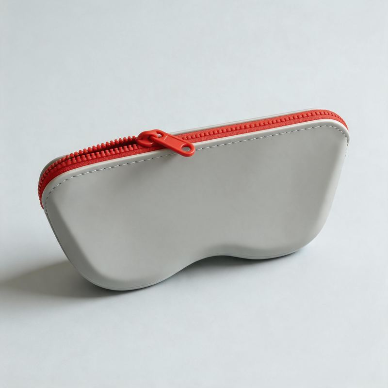 Silicone Matte Zipper Eyeglass Case Pouch