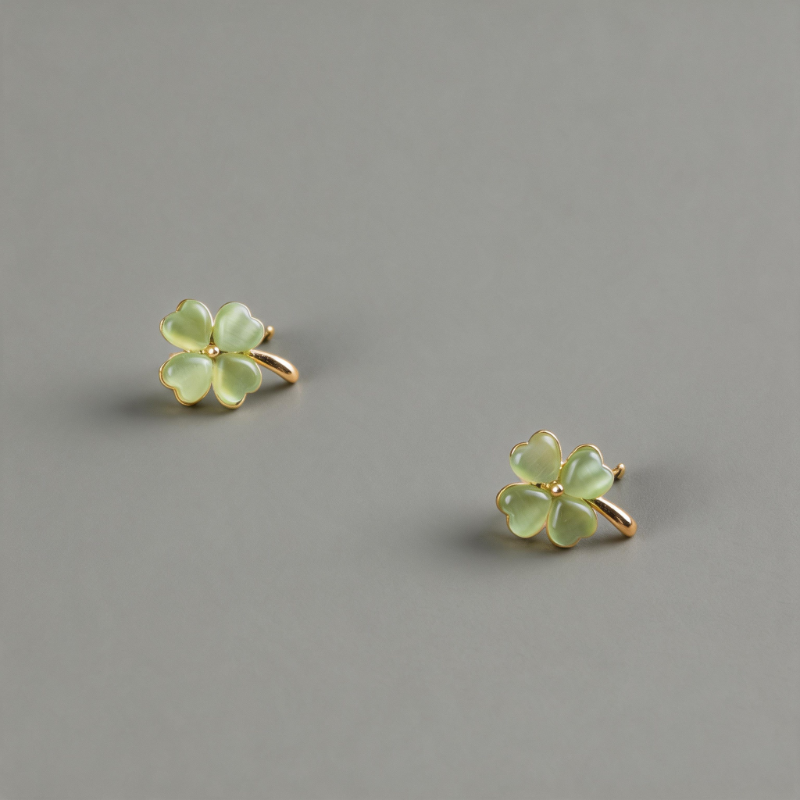 Aesthetic Cat Eye Stone Petal Flower Earrings