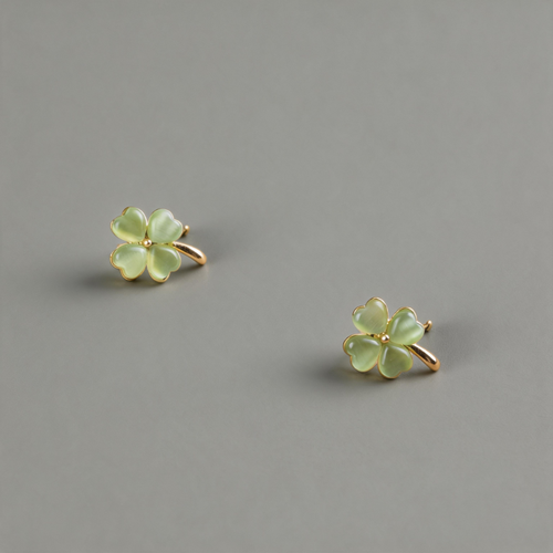 Aesthetic Cat Eye Stone Petal Flower Earrings