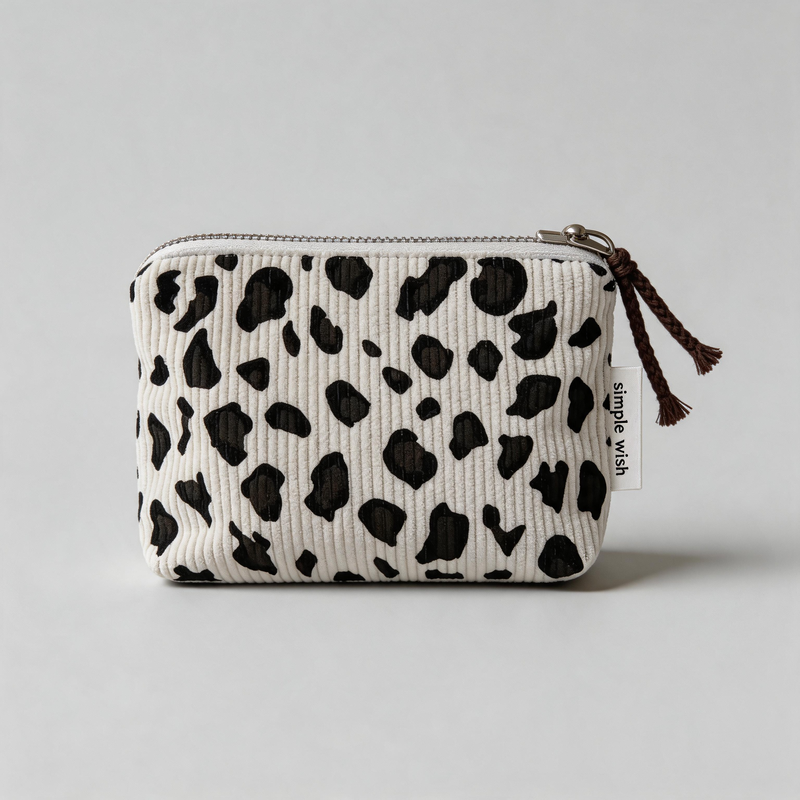 Retro Leopard Print Corduroy Zipper Mini Coin Purse