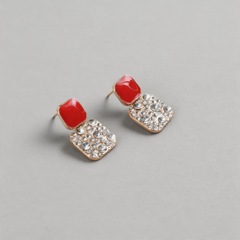 Minimalist Stone Square Geometric Rhinestone Inlay Earrings