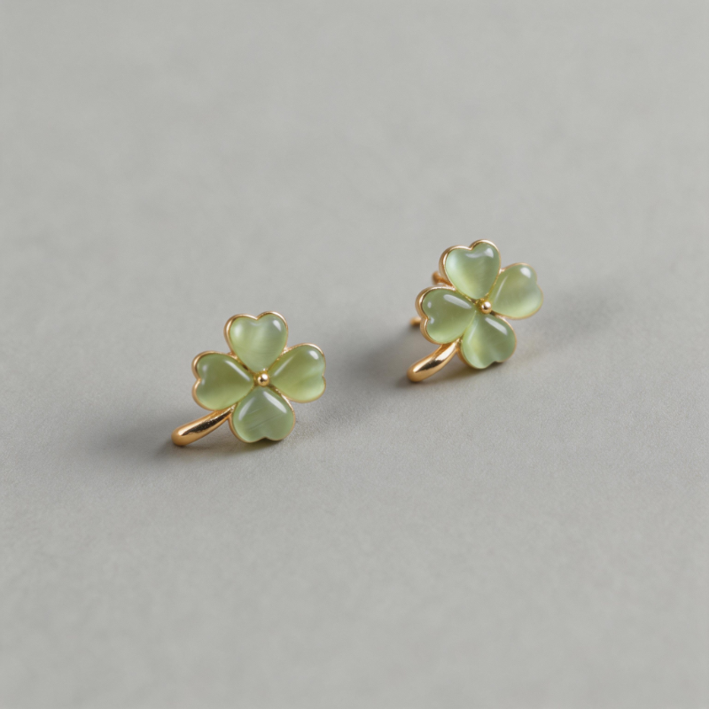 Aesthetic Cat Eye Stone Petal Flower Earrings
