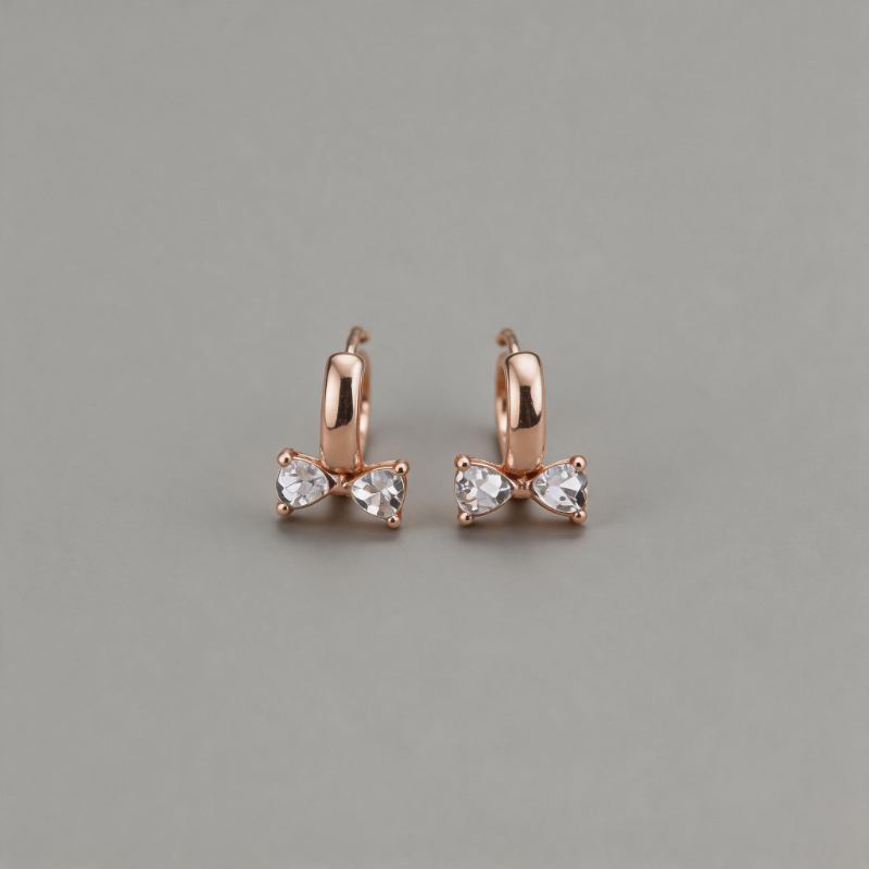 Minimalist Geometric Bow Knot Zircon Inlay Earrings