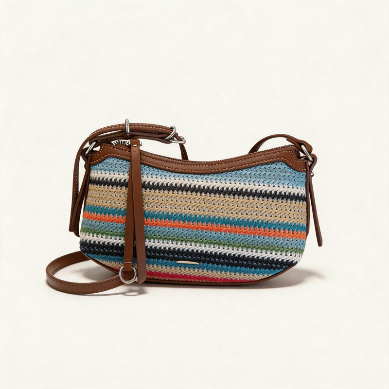 Faux Straw Shoulder Bag
