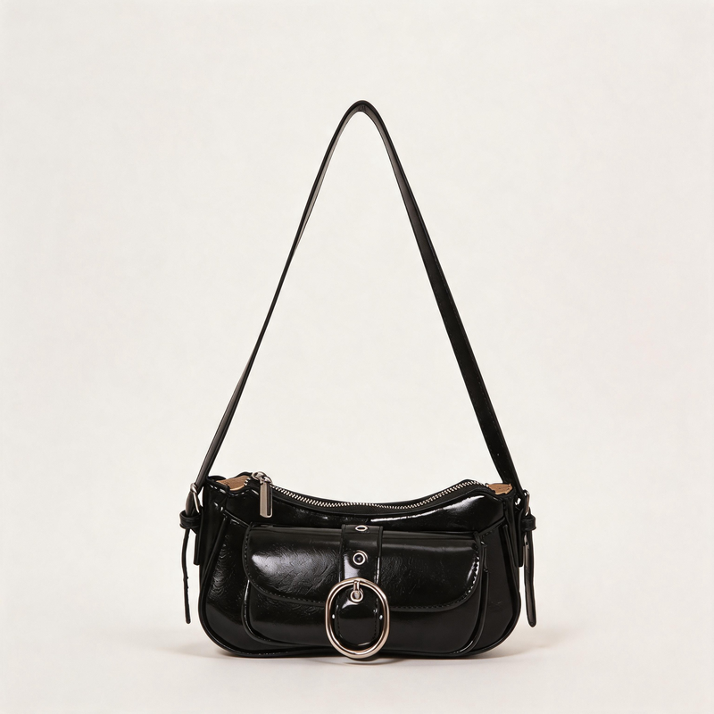 Faux Patent Leather Shoulder Bag