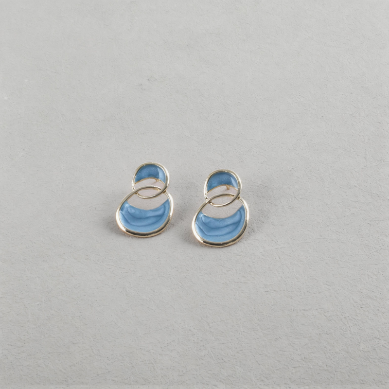 Matte Geometric French Blue Light Luxury Earrings
