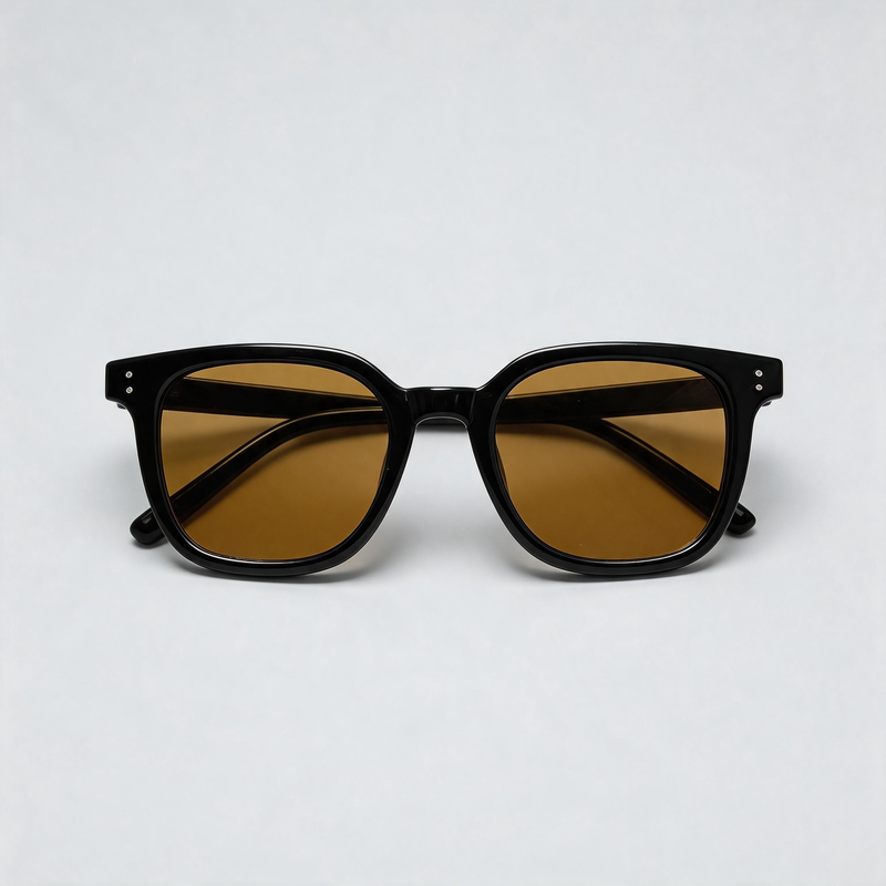 Black Frame Tea Tint Square Fashion Sunglasses