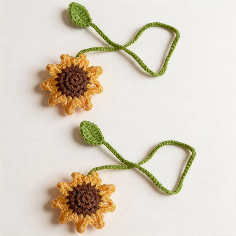2PCS Knitted Crochet Flower Bag Charm Set