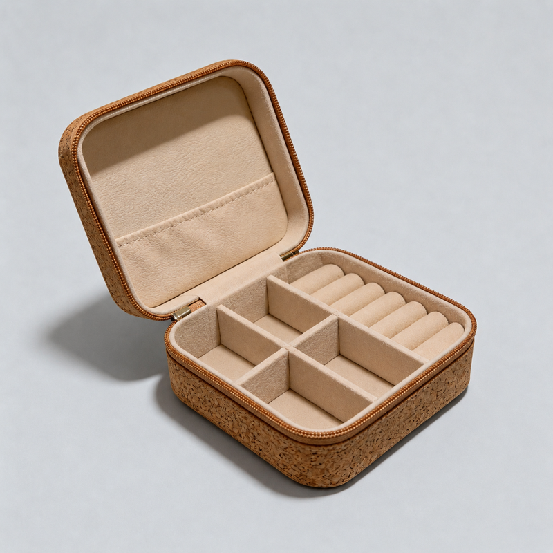 Durable Cork-Textured Jewelry Box