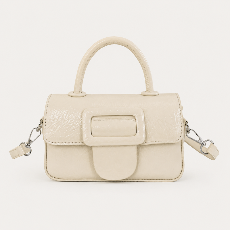 Faux Patent Leather Satchel Bag