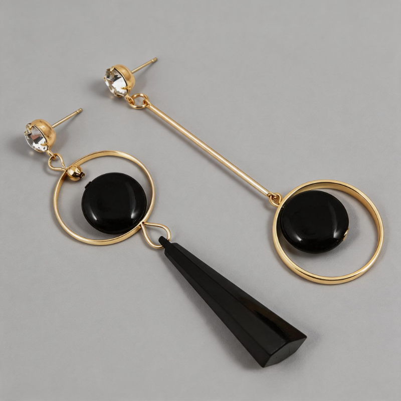 Lightweight Stone Long Pendant Geometric Circles Earrings